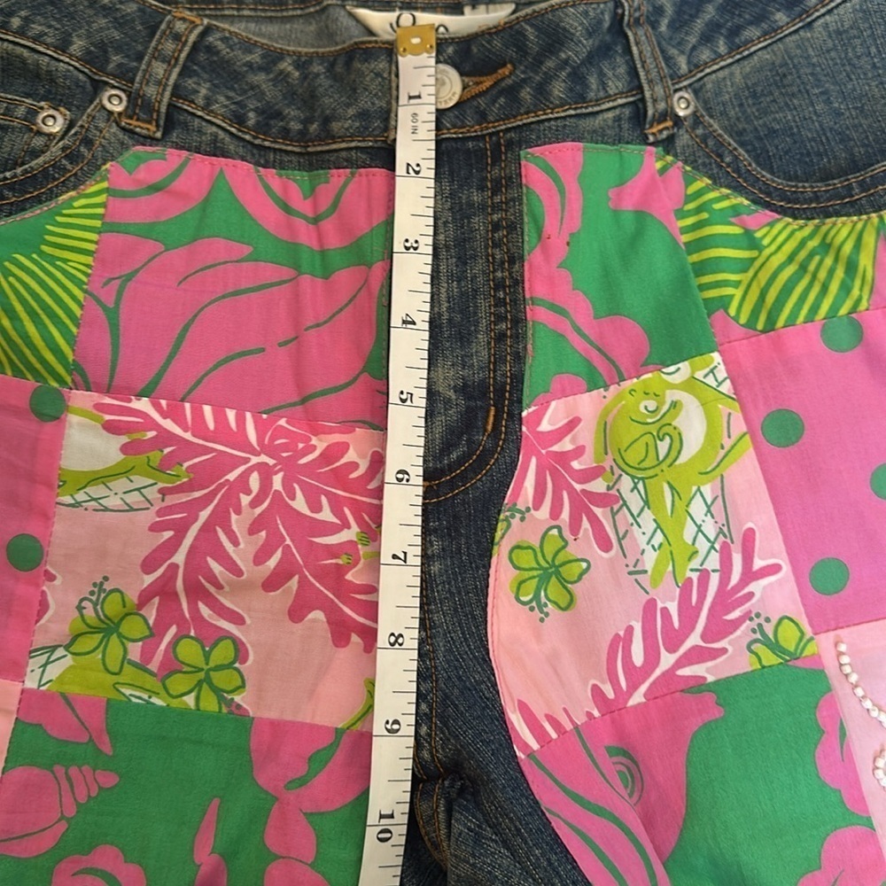 Lilly Pulitzer Patch Work Beaded Floral Denim Jeans Like New Rare Women’s Size 6 - Picture 6 of 15
